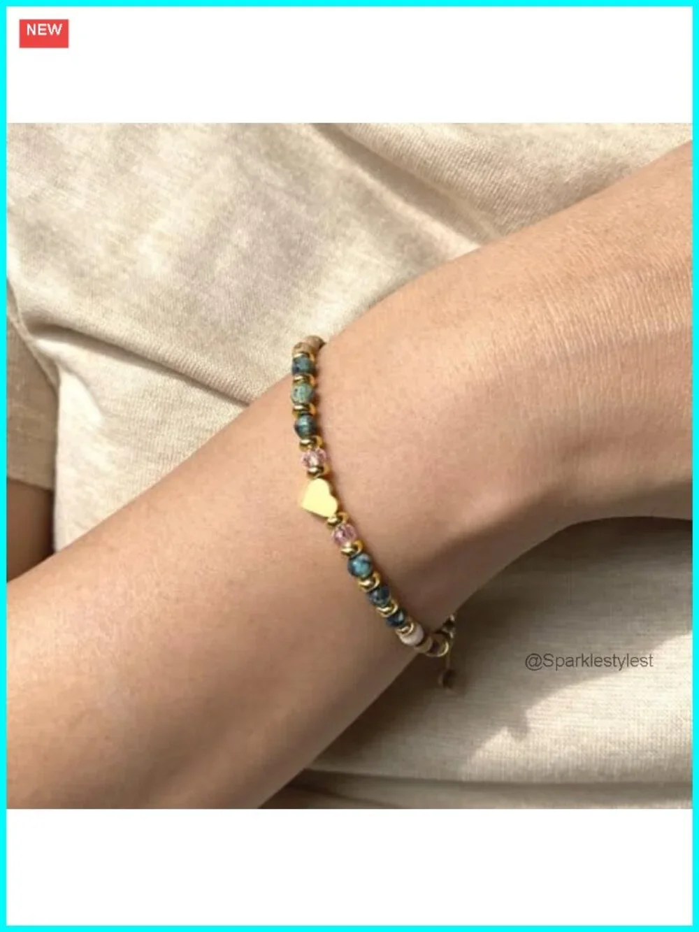 Heart Charm Beaded Bracelet Gift for Women Sister